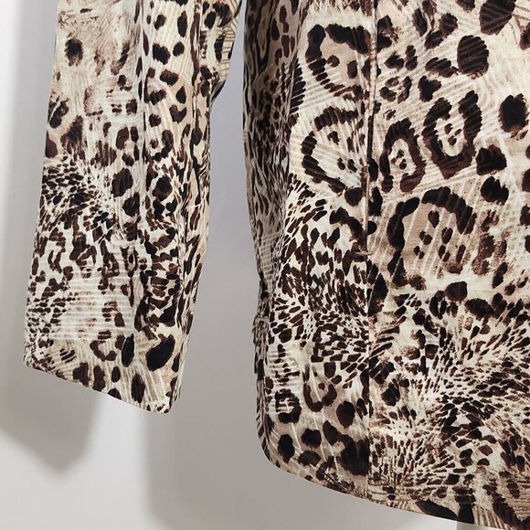 Chico's Size 2/12-14 Leopard Print Button Down Mandarin Collar Lined Jacket - Picture 6 of 14